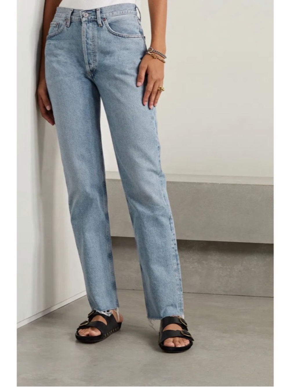NEW Agolde Lana Distressed Mid-Rise Straight-Leg Organic Jeans Womens Size 25